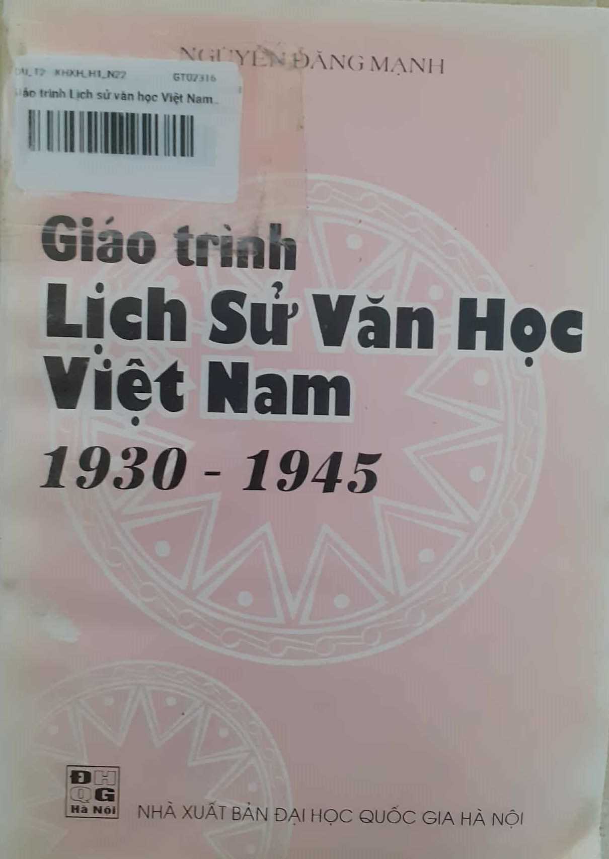 Giáo trình Lịch sử Văn học Việt Nam 1930 – 1945